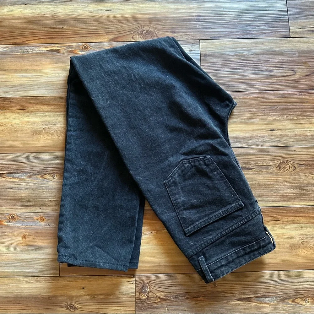 PrettyLittleThing Black Denim High Waisted Straight Leg Jeans Size 8 Tall/Long - Picture 2 of 7
